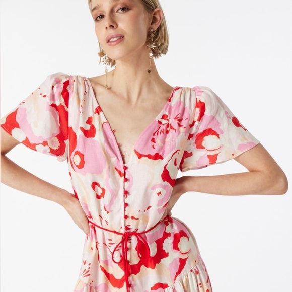 ELLIATT Gisli Floral Print Tiered Linen Maxi Dress - Picture 4 of 12